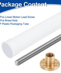 TR8x1 Lead Screw With Brass Nut For 3D Printer Upgrade, 304 Stainless Steel, 250mm Length, with White Packaging Tube