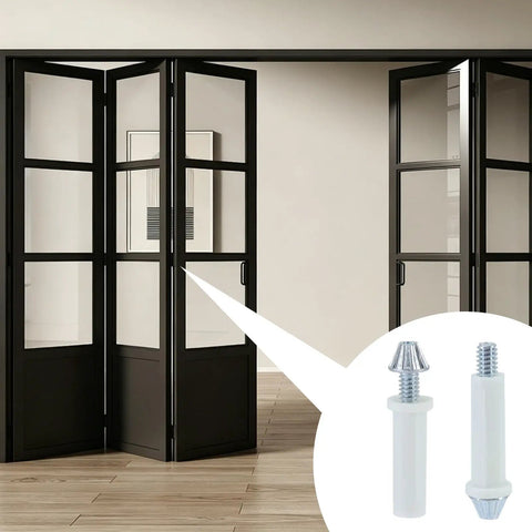 Eight Pack Bi Fold Door Bottom Pivot Kit for Closet Doors Three Eighths and Seven Sixteenths Inch Solid Stainless Steel Replacement Pivots Heavy Duty Durable Easy Install, bi-fold closet doors