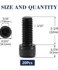 Tough As Nails 3/8-16 X 1-1/4 Inch Socket Head Cap Screw Bolts 304 Stainless Steel dimensions and specifications