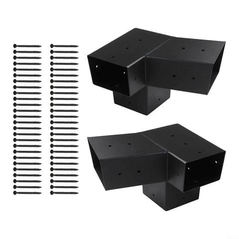 Slanted Roof Pergola Brackets Wall Mount With Steel Hardware For 4x4 Wood Posts 3 Way And Unidirectional Design Beefy And Weather Resistant