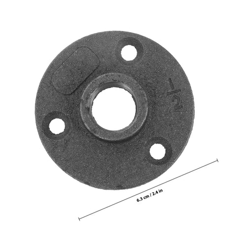 Decorative Floor Flange Set Of 10 Malleable Iron Fittings For DIY Projects And Vintage Home Decor, single flange front view.
