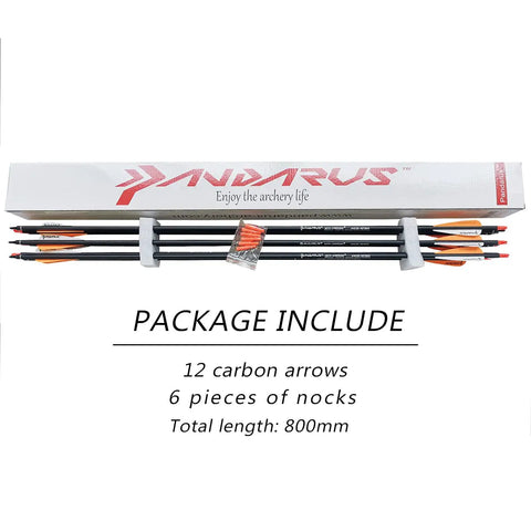 32 Inch Carbon Practice Arrows Set of 12 for Youth Kid Friendly Compound and Recurve Bow Orange Removable Nocks