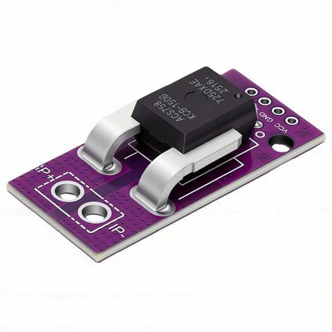 Heavy Duty Hall Effect Current Sensor 50A Linear Module For Power Monitoring; purple PCB with KCT-1608 component, ideal for precise measurements.