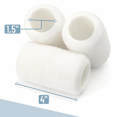 Premium 4 Inch Paint Roller Cover Set 10 Pack Lint Free Durable Foam Core No Hassle Smooth Finish showing 4 inch roller sleeves.