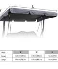 Heavy Duty Patio Swing Canopy Replacement Cover For 3 Seater Porch Swing, Grey Large Garden Furniture Cover dimensions