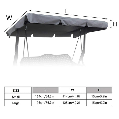 Heavy Duty Patio Swing Canopy Replacement Cover For 3 Seater Porch Swing, Grey Large Garden Furniture Cover dimensions