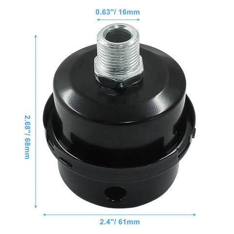 Two Pack Air Compressor Silencer With Three Eighths Inch Thread Intake Filter Sound Muffler For Blowers And Generators, durable metal shell
