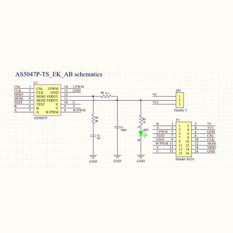 AS5047P Encoder Module Development Board For SimpleFOC Projects, Delivers Precise Position Feedback With SPI Interface, Plug And Play Design, Easy Integration For Robotics, Automation, And Motion Control Systems schematic