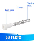 50 Pack Window Screen Plunger Latches Bully Tough Retainer Clips 5/32 X 1 1/2 Inch showing aluminum pin with nylon cap and spring.