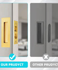 Gold Finish 4.72 Inch Pocket Door Handles And Edge Pulls In 304 Stainless Steel Recessed Flush Finger Pulls close-up comparison