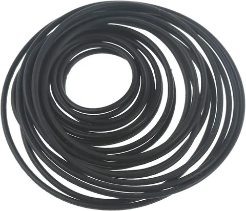 Old School Cassette Deck Belts Pack 20 Pcs 1.5mm round rubber belts for cassette recorders, tape players, CD players, vintage audio gear.