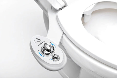 White and Blue Bidet Attachment For Toilet Seat With Dual Nozzles Self Cleaning Non Electric Water Sprayer Three Wash Modes