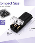 Compact Top Tier Double Wire Plug In Connector With Locking Buckle For Strip Lights, 22.2 mm x 9.5 mm, 100 pcs