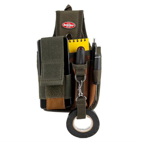 Front view of Rear Guard Pouch With FlapFit For Tools, A 5-Pocket Utility Organizer From Original Series 54120 in durable brown.