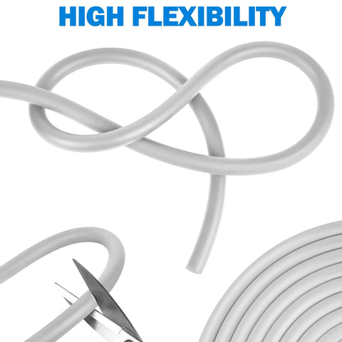 Hella Durable Heavy Duty 100FT EPDM Rubber Backer Rod Quarter Inch Wide Caulk Saver Sealant Strip For Seamless Concrete Expansion Joints Classic Gray Color shown with flexible cuttings.