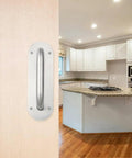 Stainless Steel Pull Push Door Handle 8 Inch D Style Plate Handle 2 Pack Beefy Heavy Duty Fire Door Access Back Plate Mounted Rust Resistant Sleek Modern Finish on kitchen door