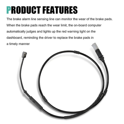 Car brake pad wear sensor cable, black, BMW-compatible brake alarm line with two connectors