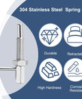 Top Shelf Rock Solid Retractable Indexing Plunger Pin Set M8x1.25 stainless steel spring pin with durable hex base and retractable design.