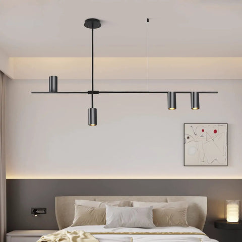 Dope Matte Black 4 Light LED Track Lighting Kit With Adjustable 4 Way Ceiling Mount Linear Spotlights in bedroom