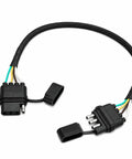 24 Inch 18AWG 4 Pin Trailer Wire Extension And 4 Way Flat Wiring Harness With Dust Cover Straight Up Pure Copper 4 Prong Light Plug Connector close-up of connectors and wire detail