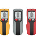 Professional Handheld Wall and Metal Detector Wall Scanner with LCD Screen in yellow, gray, and red colors.