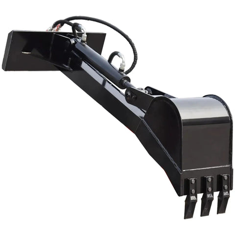 Heavy Duty Skid Steer Loader Attachment Digger Hoe With 12 Inch Bucket And 59 Inch Digging Depth, Universal Quick Tach