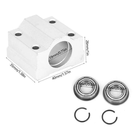 Heavy-Duty Linear Bearing Slider SCS10UU 10mm for CNC and 3D Printer Parts, Aluminum Flange Bearing With Smooth Low-Noise Movement, Corrosion-Resistant, Lightweight, Burr-Free, Easy Install, Long-Lasting Performance, shown with two bearings and rings