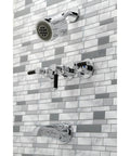 Kaiser Triple-Handle Tub And Shower Faucet In Antique Brass, Heavy-Duty Brass Zinc Alloy And ABS Build in wall mount installation