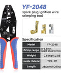 Ratcheting Spark Plug Wire Crimping Tool Kit For Ignition Cables With 24 Spark Plug Terminals And 24 Boots Fits Up To 8.5mm Wires