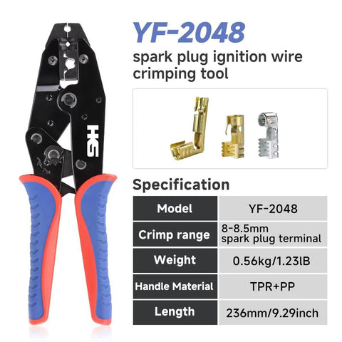 Ratcheting Spark Plug Wire Crimping Tool Kit For Ignition Cables With 24 Spark Plug Terminals And 24 Boots Fits Up To 8.5mm Wires