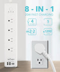 Smart Power Strip With 4 Individually Controlled Outlets And 4 USB Ports Including 20W USB C Fast Charging Surge Protector