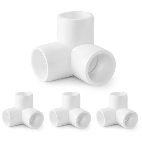 3-Way PVC Pipe Fittings Half Inch White SCH40 Furniture Grade Tee Elbow Corner Connectors 12 Pack Fits Half Inch PVC Pipes