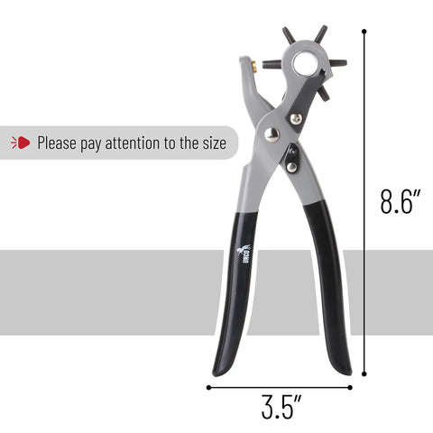 Leather Hole Punch Tool With Six Size Options For Belts Straps Watch Bands Dog Collars Saddles Shoes And Fabric Handy Pro Grade Plated Steel