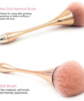2 Pack Nail Dust Brush Cleaners For Acrylic Dip Powder Makeup And Blush Large Manicure Cleanup Tools, gold soft bristles