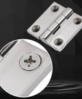 Front view of Laorde 316 stainless steel marine-grade 2x2 inch boat hatch hinge with mounting holes