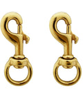 Heavy Duty Brass Flagpole Snap Clips Two Piece Set With Swivel Eyelet And Secure Halyard Rope Attachment For Outdoor American Flags close-up view