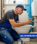 Person using 2 Inch Angled Paint Brush Set 3 Pack For Precise Cutting In Trim Baseboards Walls And Cabinets Sash Brushes For Detail Work