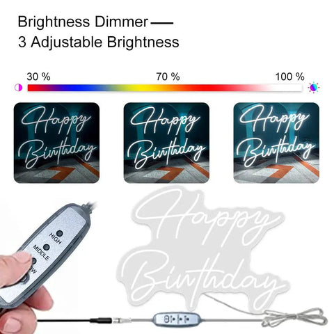 Personalized 21.6 Inch Birthday Neon Sign Wall Art LED Neon Light For Home Bar Party Decor Lit Vibe with dimmer control