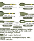 Heavy Duty Silicone Kitchen Utensil Set With Hooks 7 Piece Nonstick Heat Resistant Slotted Spoon Spatula Stirring Fork Spoon Dark Green Durable Kitchen Tools For Cooking And Meal Prep