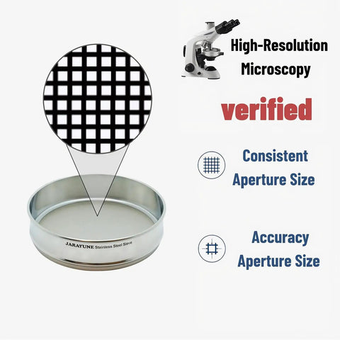 140 Mesh Stainless Steel Lab Sieve 8 Inch Sifter For Powder Pellet Flour Liquid Filtration, close-up of mesh design