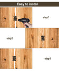 Installation steps for 20 Pack No-Fuss Vintage Butterfly Hinges For Cabinets And Small Wood Boxes Iron Material shown on wood surface.