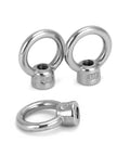 Lifting Eye Nut 10 Pack One Quarter Inch UNC Marine Grade Stainless Steel 316 Beefy Heavy Duty Rigging Gear displayed in three pieces