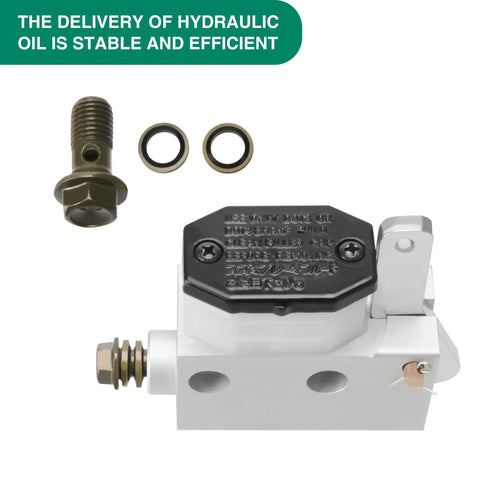 Hydraulic Brake Master Cylinder Pump For Go Kart ATV UTV 4 Wheel Motorcycle Mods showing aluminum body and components