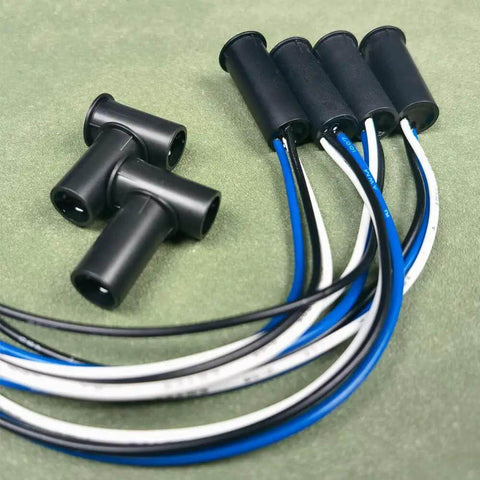 4 Sets Black Magnetic Reed Door Sensor Kit With NC And NO Contacts for easy access control, black sensors with blue and white cables