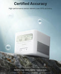Digital Radon Detector For Basement Air Testing And Indoor Safety With Instant Readouts displaying readings on a rock surface.