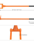 Heavy Duty Pallet Breaker With 48 Inch All Steel Handle Built Tough Fully Welded Pallet Buster Industrial Deck Board Removal Tool Non Slip Grip Pry Bar For Easy And Effortless Board Removal, measurements shown.