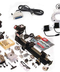 6000 CNC Inch Version Deluxe Ultimate CNC Ready Machine Shop with 8776 Controller and five high torque stepper motors, tools displayed.