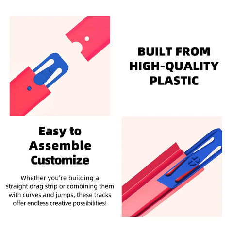 Close-up of connectors for 40 Feet Of 1:64 Diecast Car Track Builder Set With 86 Straight Pieces And Connectors For Easy, Plug-And-Play Layout Expansion