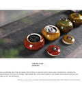 Sweet Ceramic Tea Canister For Loose Leaf Bin Plus Kitchen Pantry Setup for storing tea and snacks, colorful glazed ceramic jars.