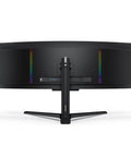 Rear view of 49 Inch OLED Curved Ultrawide Gaming Monitor That Cranks Out 5120x1440, 240Hz, 0.03ms with HDMI 2.1 and USB Hub.